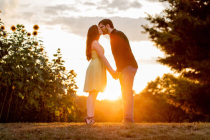 Save The Date Engagement Portraits at Sunflower Gardens in Westminster, Maryland | Kelly Heck Photography