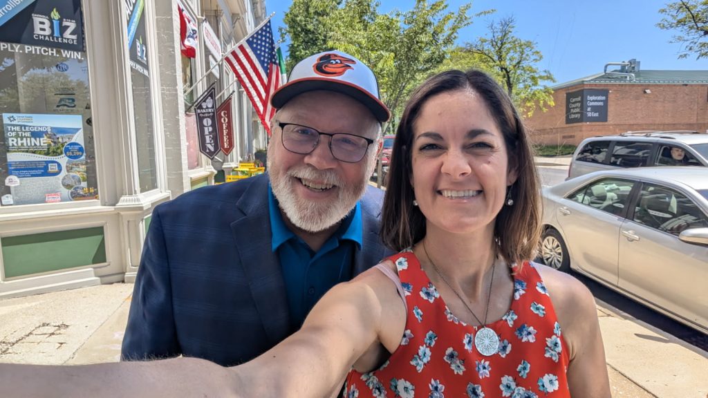 Photographer Kelly Heck & Carroll County Chamber President Mike McMullin after the Chamber Chat recording.