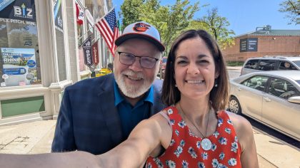 Photographer Kelly Heck & Carroll County Chamber President Mike McMullin after the Chamber Chat recording.